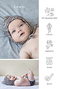 My story (portrait) white white baby announcements My story (portrait) white white baby announcements