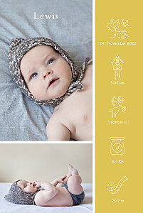 My story (portrait) yellow yellow baby announcements My story (portrait) yellow yellow baby announcements