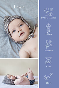 My story (portrait) blue modern baby announcements My story (portrait) blue modern baby announcements
