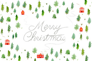 Business Christmas Cards Evergreen Landscape (4 Pages) White