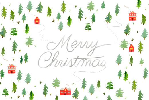 Business Christmas Cards Evergreen Landscape (4 Pages) White - Page 1 Business Christmas Cards Evergreen Landscape (4 Pages) White - Page 1