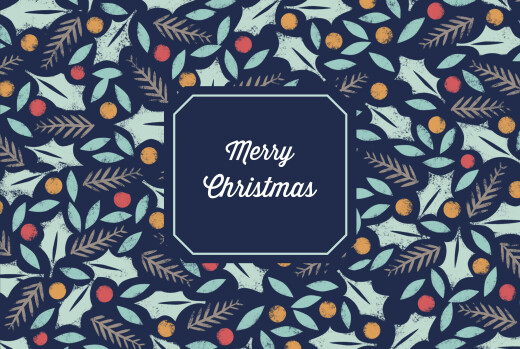 Business Christmas Cards Jolly Holly Blue - Page 1 Business Christmas Cards Jolly Holly Blue - Page 1