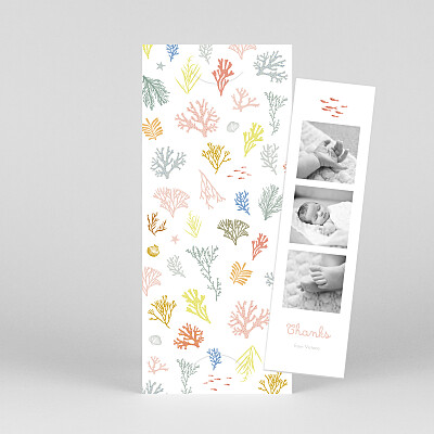 Colourful coral (bookmark) pink bookmark baby thank you cards Colourful coral (bookmark) pink bookmark baby thank you cards