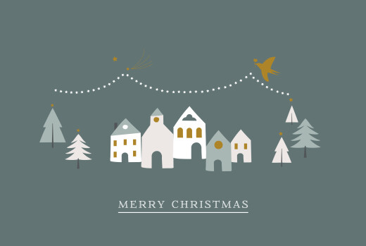 Business Christmas Cards Winter Village Dark Green - Page 1 Business Christmas Cards Winter Village Dark Green - Page 1