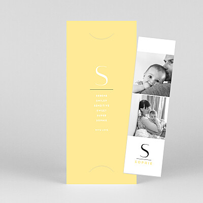 Strength of character (bookmark) yellow photo baby thank you cards Strength of character (bookmark) yellow photo baby thank you cards