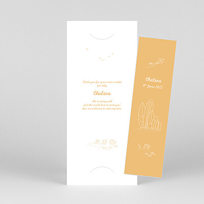 Surf's up (bookmark) 3 children mango orange baby thank you cards Surf's up (bookmark) 3 children mango orange baby thank you cards