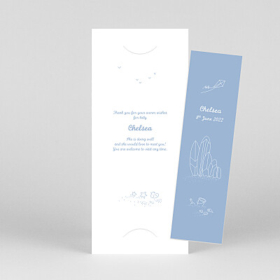 Surf's up (bookmark) 3 children blue baby thank you cards Surf's up (bookmark) 3 children blue baby thank you cards