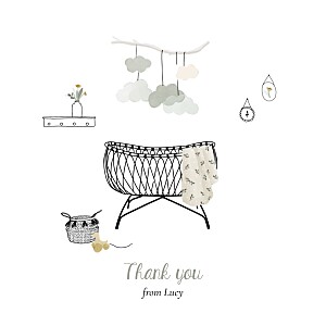 Lullaby (4 pages) green white baby thank you cards Lullaby (4 pages) green white baby thank you cards