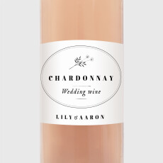 Wedding Wine Labels Floral Minimalist White