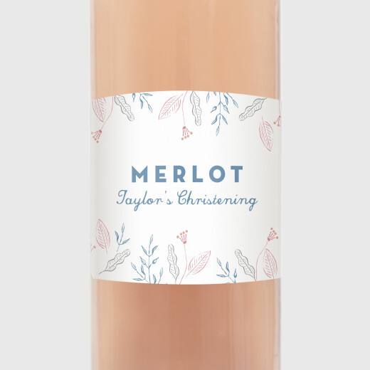 Christening Wine Labels Rejoice Blue - View 2 Christening Wine Labels Rejoice Blue - View 2