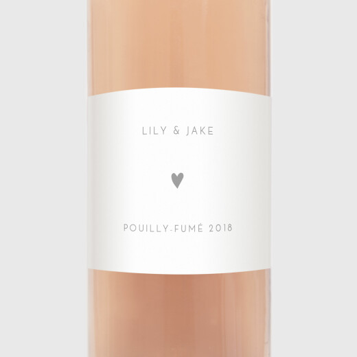 Wedding Wine Labels Elegant Heart White - View 1