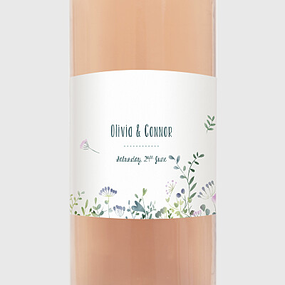Watercolour meadow pink wedding wine labels Watercolour meadow pink wedding wine labels