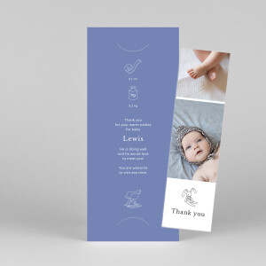 Baby Thank You Cards My story (bookmark) blue Baby Thank You Cards My story (bookmark) blue