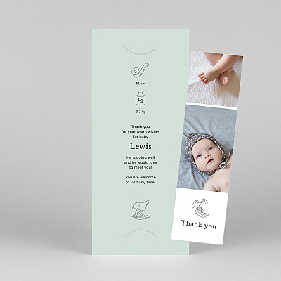 My story (bookmark) light green green baby thank you cards My story (bookmark) light green green baby thank you cards