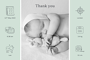 My story light green white baby thank you cards My story light green white baby thank you cards