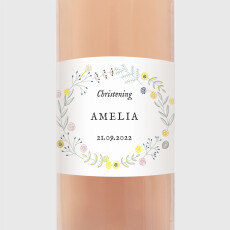 Christening Wine Labels Rustic Floral Pink