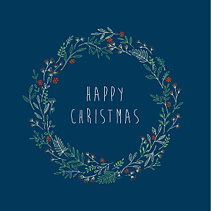 Holiday wreath blue green christmas cards Holiday wreath blue green christmas cards