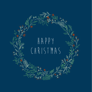 Christmas Cards 2022 Holiday Wreath Blue