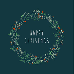 Holiday wreath green christmas cards 假日花圈绿色圣诞贺卡betway必威开户网站