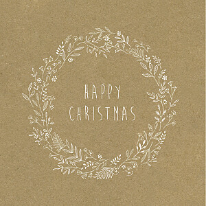 Holiday wreath kraft beige christmas cards Holiday wreath kraft beige christmas cards