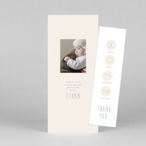 Baby Thank You Cards My Little World (bookmark) Colour
