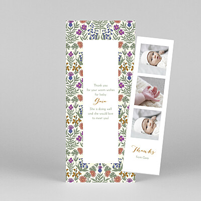 Prosper (bookmark) green floral baby thank you cards Prosper (bookmark) green floral baby thank you cards