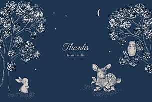 Bedtime story (landscape) blue animal baby thank you cards Bedtime story (landscape) blue animal baby thank you cards
