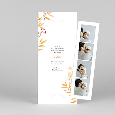 Four seasons (bookmark) autumn floral baby thank you cards Four seasons (bookmark) autumn floral baby thank you cards