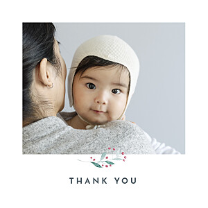 Four seasons (4 pages) square winter beige baby thank you cards Four seasons (4 pages) square winter beige baby thank you cards