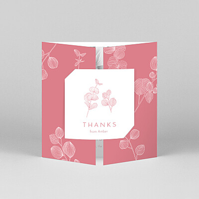 Everlasting eucalyptus (gatefold) pink pink baby thank you cards Everlasting eucalyptus (gatefold) pink pink baby thank you cards
