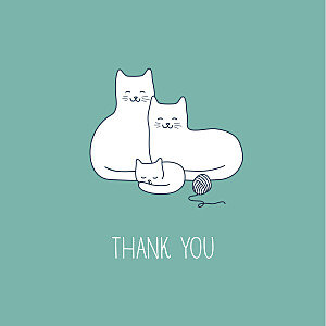 Cat family of 3 (4 pages) mint green baby thank you cards Cat family of 3 (4 pages) mint green baby thank you cards