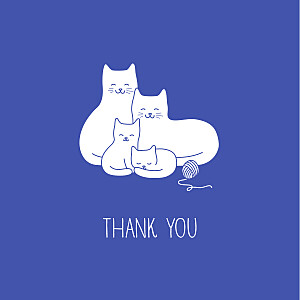 Cat family of 4 (4 pages) blue animal baby thank you cards Cat family of 4 (4 pages) blue animal baby thank you cards