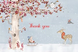 Baby Thank You Cards Winter Storybook Photo Blue