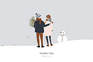 Winter family 1 beige baby thank you cards Winter family 1 beige baby thank you cards