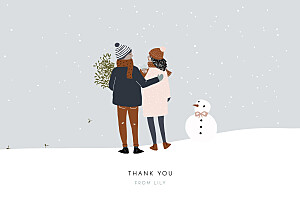 Winter family 2 grey baby thank you cards Winter family 2 grey baby thank you cards