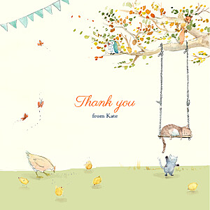 Country storybook (4 pages) green animal baby thank you cards Country storybook (4 pages) green animal baby thank you cards