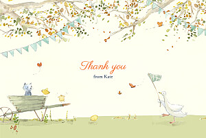 Country storybook (landscape) 4 pages green animal baby thank you cards Country storybook (landscape) 4 pages green animal baby thank you cards