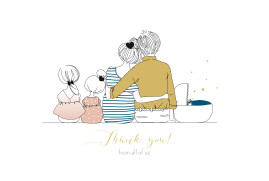 Baby Thank You Cards Lovely Family (3 Children) White