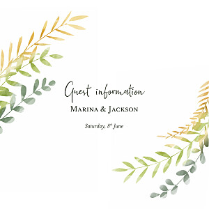 Enchanted green guest information cards Enchanted green guest information cards