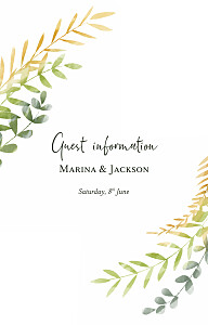 Enchanted (portrait) green guest information cards Enchanted (portrait) green guest information cards