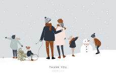 Baby Thank You Cards Winter family (5 Children) 1