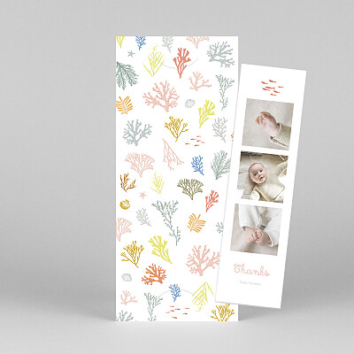 Colourful coral (bookmark) pink bookmark baby thank you cards Colourful coral (bookmark) pink bookmark baby thank you cards