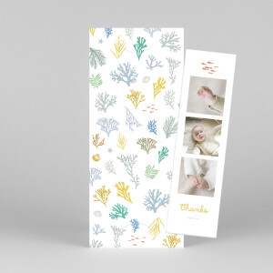 Baby Thank You Cards Colourful Coral (Bookmark) Yellow
