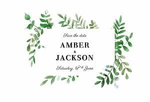 Cascading canopy green save the dates Cascading canopy green save the dates