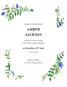 Cascading canopy (portrait) blue blue wedding invitations Cascading canopy (portrait) blue blue wedding invitations