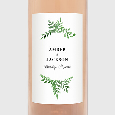 Cascading canopy green wedding wine labels Cascading canopy green wedding wine labels