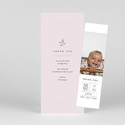 All about me (bookmark) pink pink baby thank you cards All about me (bookmark) pink pink baby thank you cards
