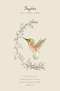 Little hummingbird (portrait) beige beige baby announcements Little hummingbird (portrait) beige beige baby announcements