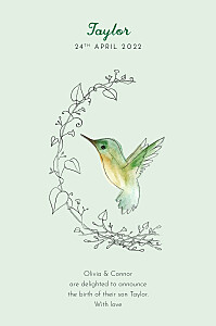 Little hummingbird (portrait) green baby announcements Little hummingbird (portrait) green baby announcements