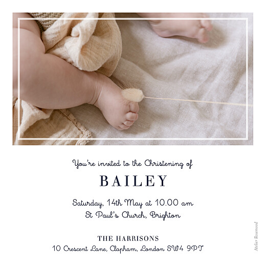 Christening Invitations From Us To You White - Back